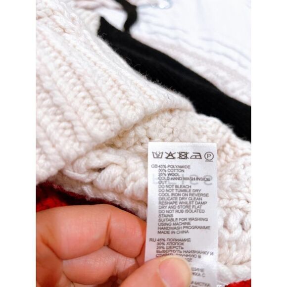 Reiss JAN COLOUR BLOCK CABLE KNIT ROLL-NECK JUMPER M - Picture 11 of 11